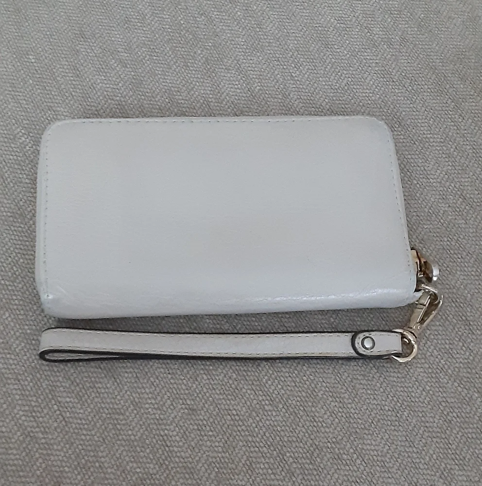 Michael Kors White and Gold Clutch Wristlet